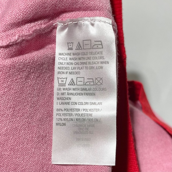 New Two Tone Button Front V-Neck Cardigan Sweater Pink Red Size Medium - Picture 14 of 15